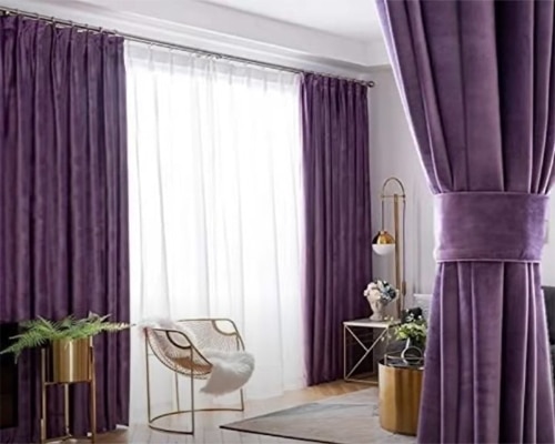 purple velvet curtain